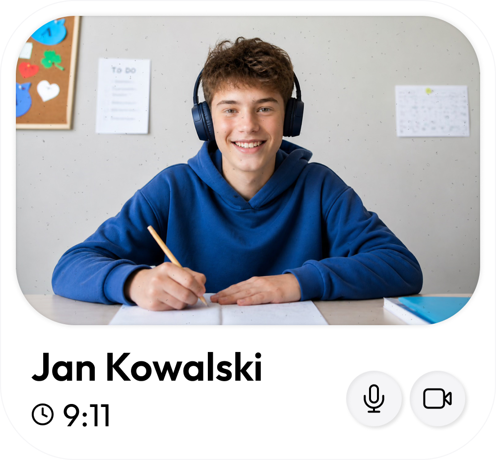 Rozmowa i czat podczas lekcji online w Pewniutko
